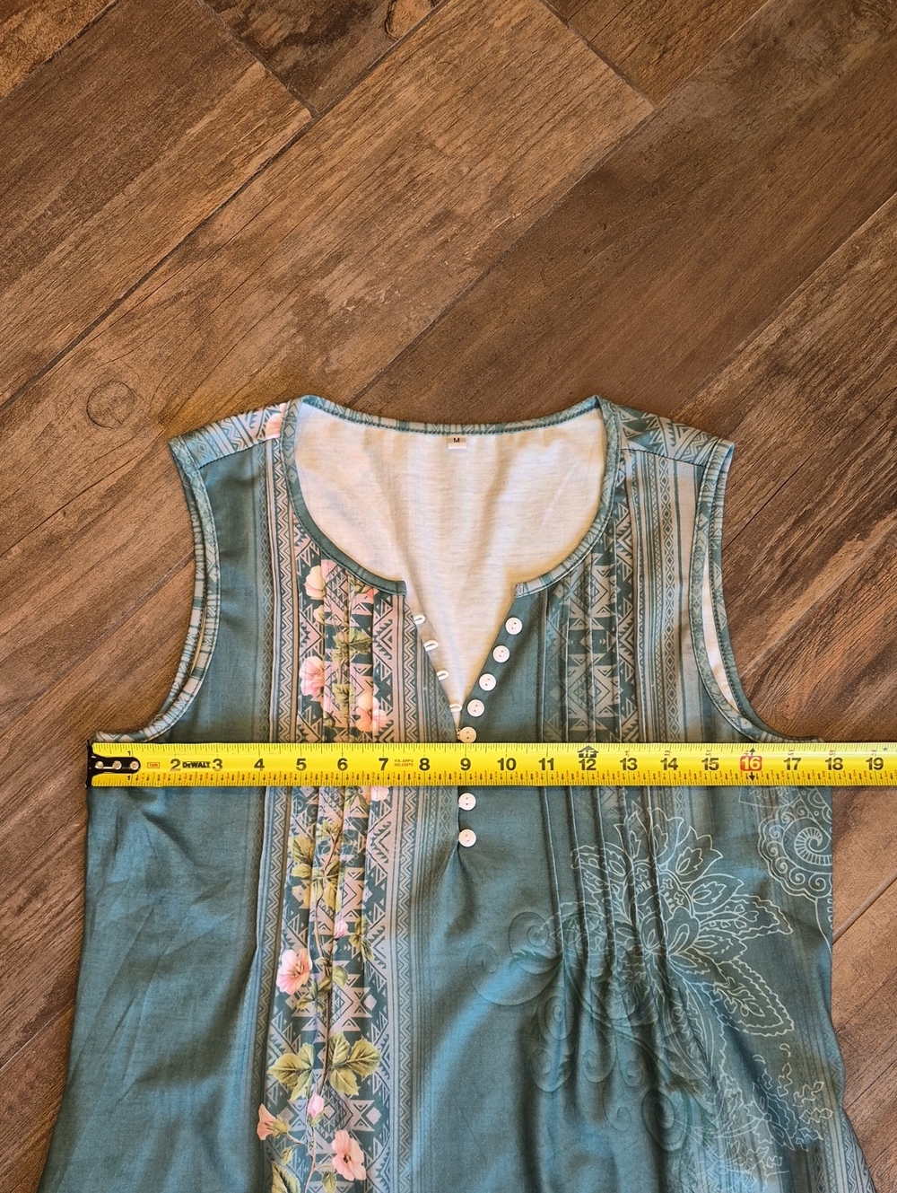 2 Floral Sleeveless Button Pleated Detail Knee Length Sundresses, Size M - Picture 11 of 16